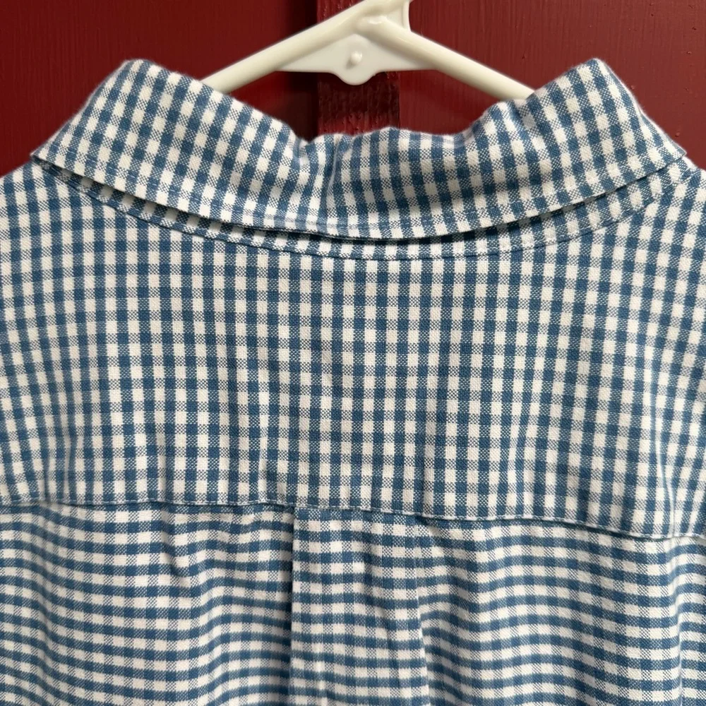 J. Crew Men's Navy and White Gingham Button-Down Shirt